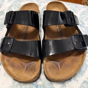 Birkenstock Patent Leather Black Sandals 40